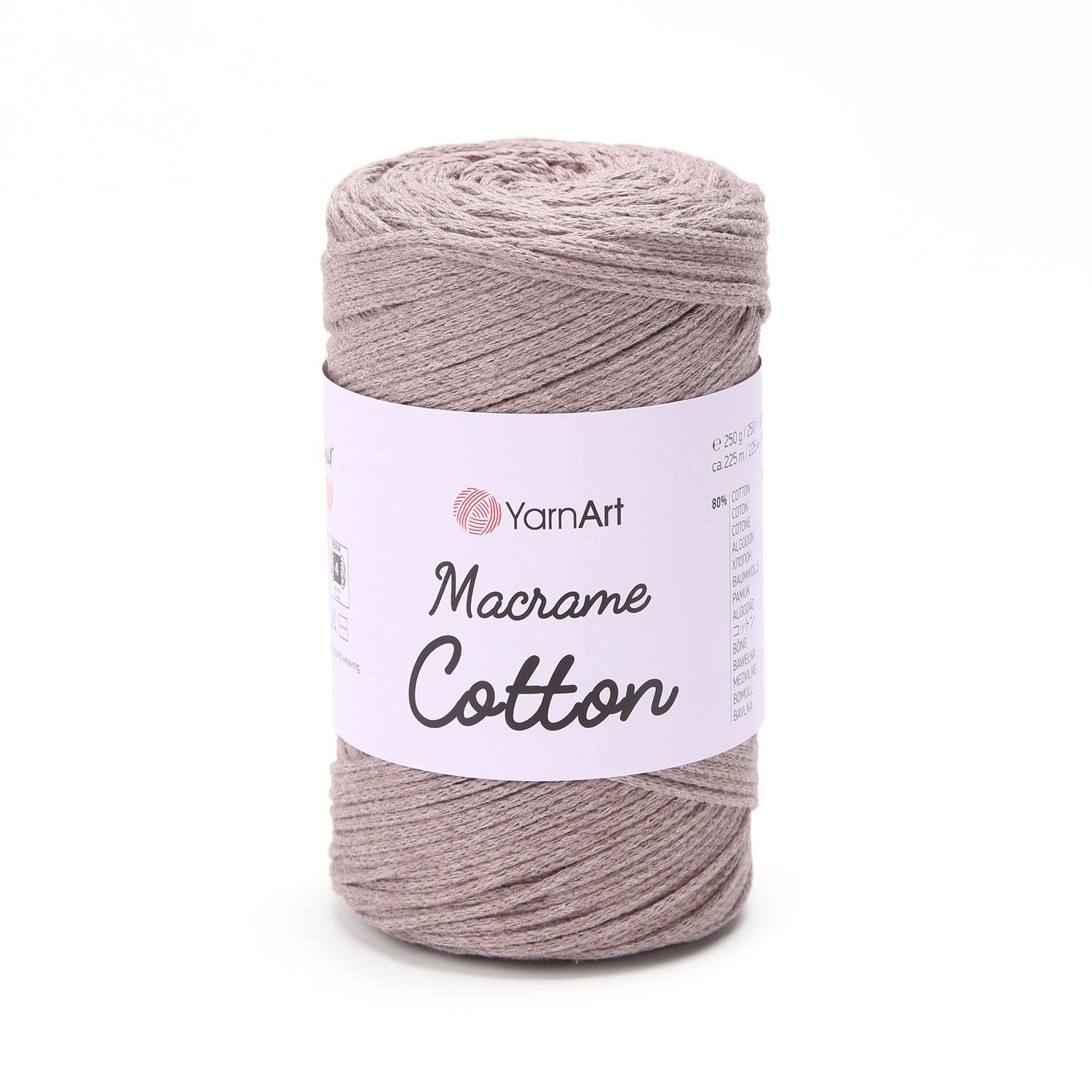 E-parduotuvė „Ką mezgi?“ - Mezgimo siūlai internetu | YarnArt Macrame Cotton nėrimo virvelė 768 tamsi smėlio - www.kamezgi.lt - 80% medvilnė, 20% poliesteris