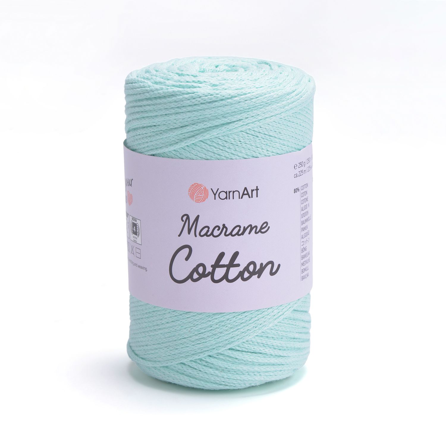 E-parduotuvė „Ką mezgi?“ - Mezgimo siūlai internetu | YarnArt Macrame Cotton nėrimo virvelė 775 mėtinė - www.kamezgi.lt - 80% medvilnė, 20% poliesteris