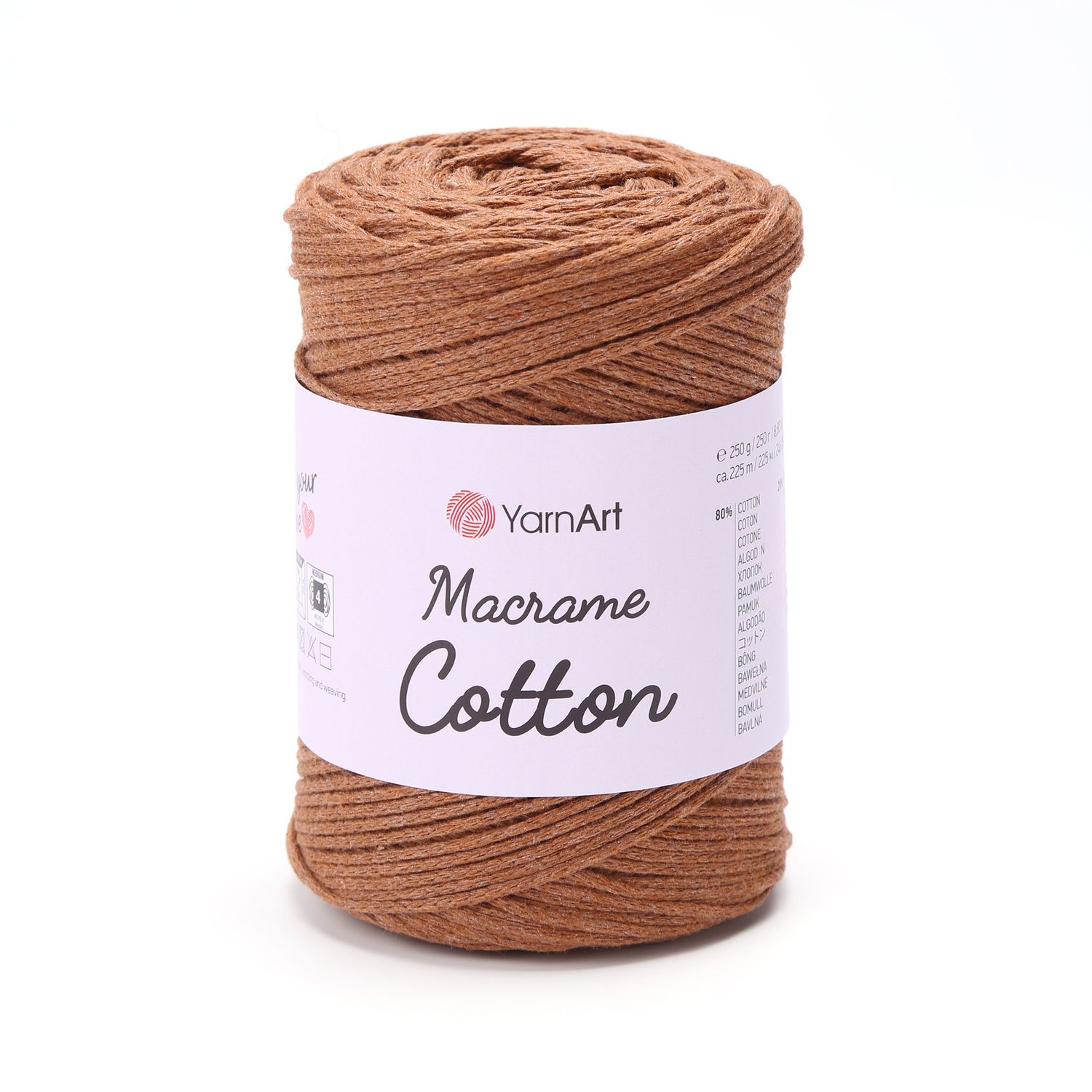 E-parduotuvė „Ką mezgi?“ - Mezgimo siūlai internetu | YarnArt Macrame Cotton nėrimo virvelė 788 ruda - www.kamezgi.lt - 80% medvilnė, 20% poliesteris