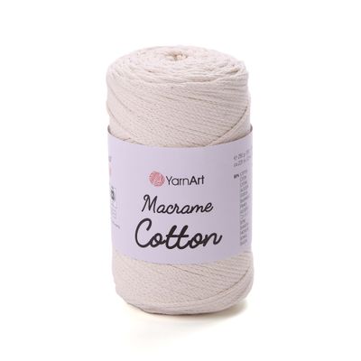 E-parduotuvė „Ką mezgi?“ - Mezgimo siūlai internetu | YarnArt Macrame Cotton nėrimo virvelė 752 pieno balta - www.kamezgi.lt - 80% medvilnė, 20% poliesteris