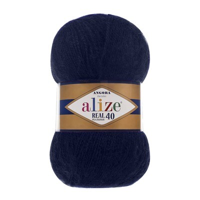 Alize Angora Real 40 58 mėlyna - vilnos siūlai su pūkeliu megztiniams, palaidinėms | kamezgi.lt mezgimo siūlai internetu