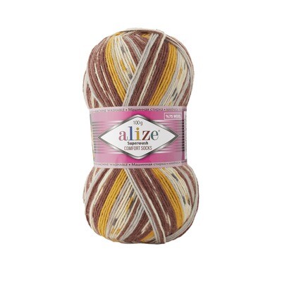 Alize Superwash Comfort 7652 - spalvingi ir tvirti siūlai kojinių mezgimui | kamezgi.lt mezgimo siūlai internetu