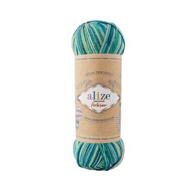 Alize Superwash Artisan 9001 - spalvingi ir tvirti siūlai kojinių mezgimui | kamezgi.lt mezgimo siūlai internetu