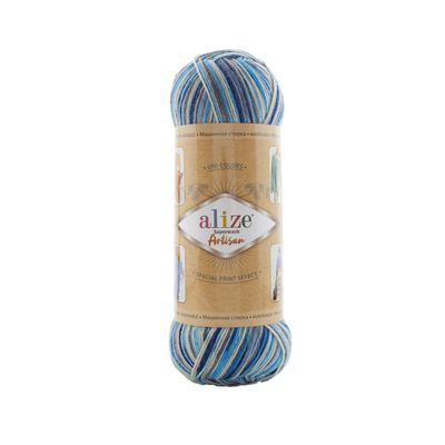 Alize Superwash Artisan 9016 - spalvingi ir tvirti siūlai kojinių mezgimui | kamezgi.lt mezgimo siūlai internetu