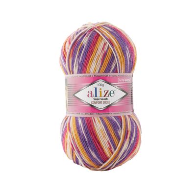 Alize Superwash Comfort 7655 - spalvingi ir tvirti siūlai kojinių mezgimui | kamezgi.lt mezgimo siūlai internetu