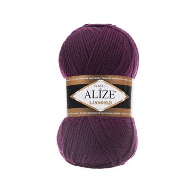 Alize Lanagold 111 tamsi slyvinė Alize Lanagold - stori pusvilnės (49% vilnos) siūlai megztiniams, liemenėms, vaikų drabužiams | kamezgi.lt mezgimo siūlai