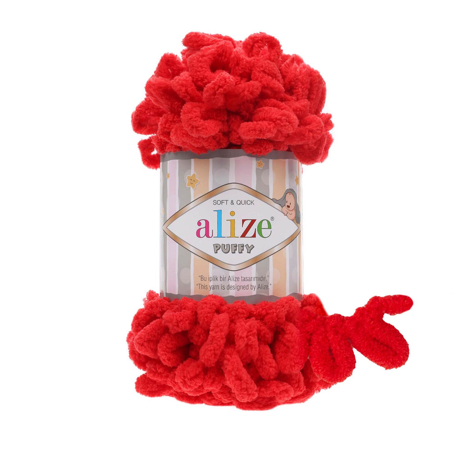 Alize Puffy 56 - kilpiniai pliušiniai siūlai pledams, žaislams, mezgimui rankomis | kamezgi.lt mezgimo siūlai internetu