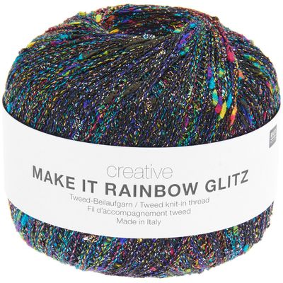 Creative Make It Rainbow Glitz 001 - efektinis siūlas su blizgučiais ir tvido efektu mezgimui | kamezgi.lt mezgimo siūlai