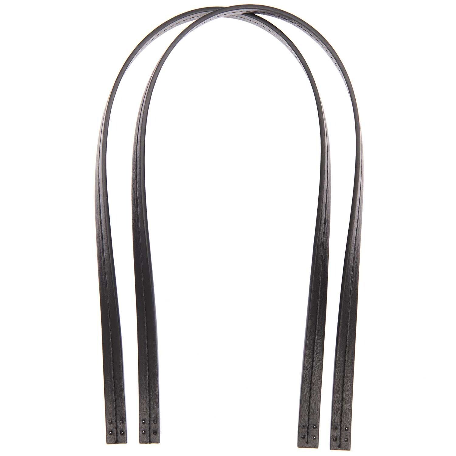 Dirbtinės odos prisiuvamos ilgos rankenos rankinei (juodos) - 2 vnt. | kamezgi.lt mezgimo siūlai internetu