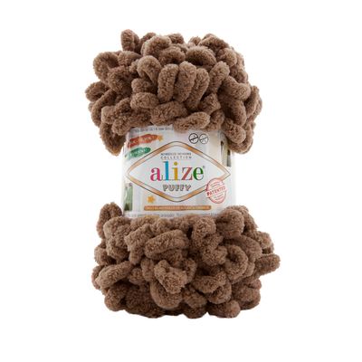 Alize Puffy 466 - kilpiniai pliušiniai siūlai pledams, žaislams, mezgimui rankomis | kamezgi.lt mezgimo siūlai internetu