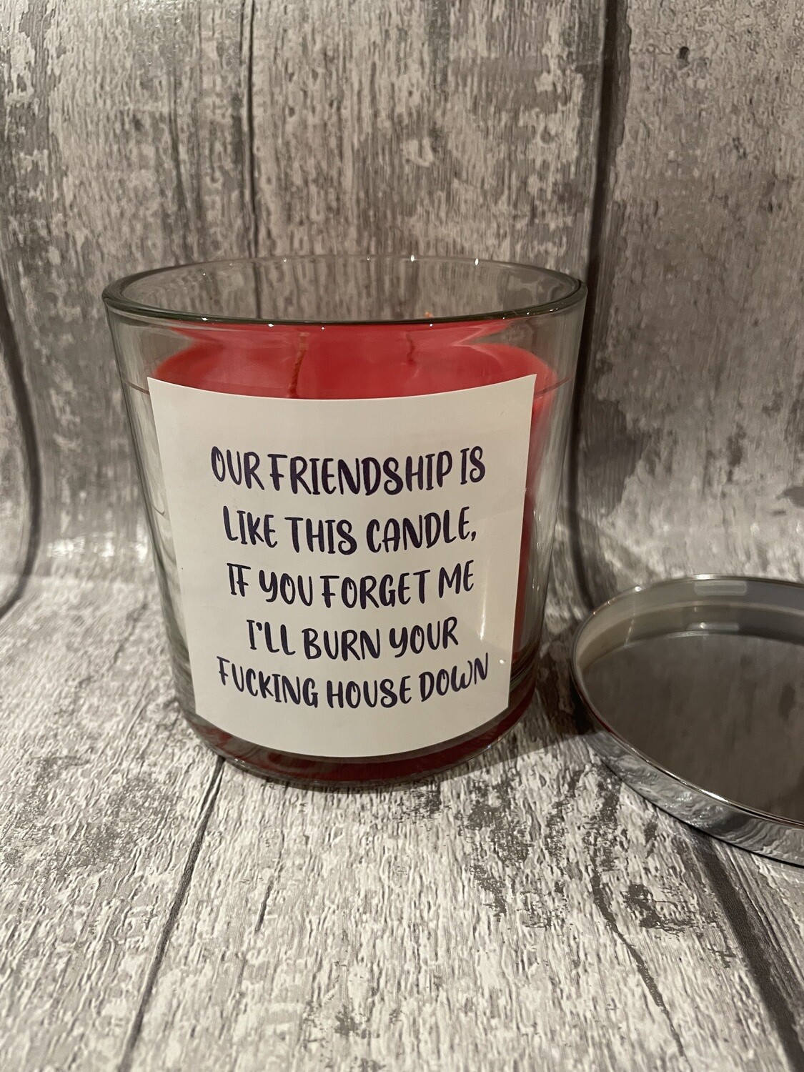 Candles with rude sayings
