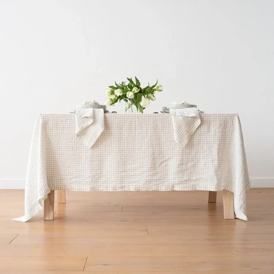 LinenMe - Checked Washed Table Cloth Arctic White