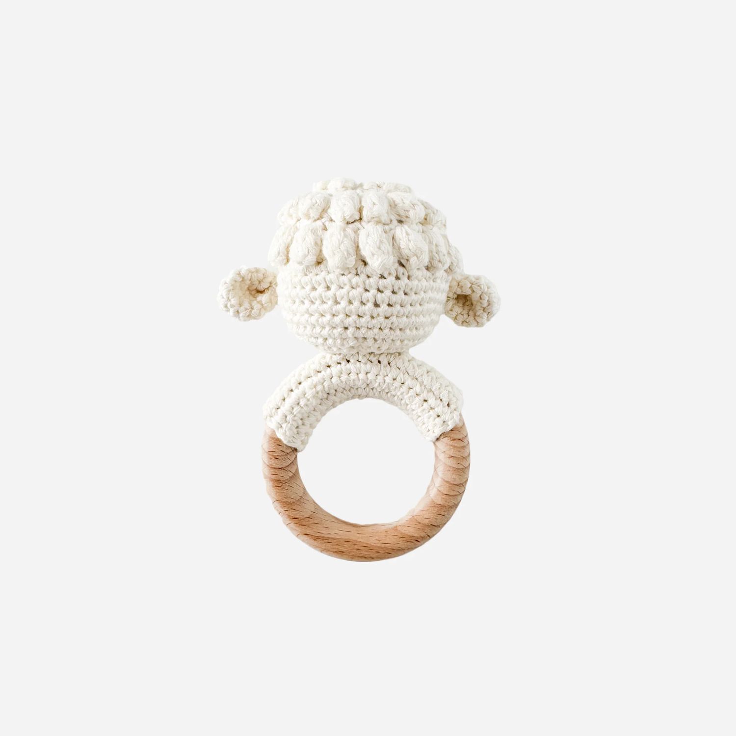 Blueberry Hill Cotton Crochet Rattle Teether Lamb