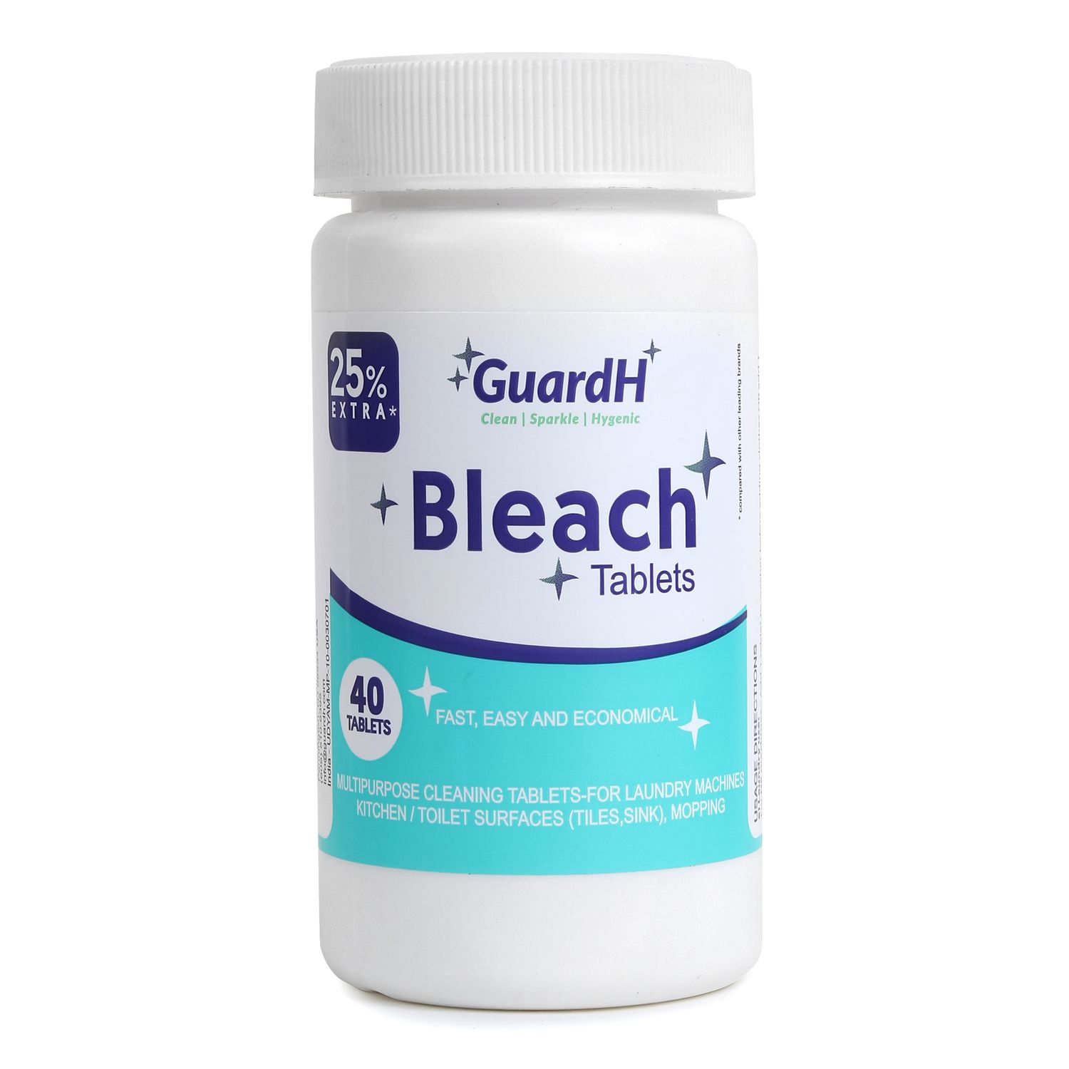 GuardH Bleach Tablets – Multipurpose Cleaning & Whitening Tablets (40 Tablets | 25% Extra) 1 box ( 72 bottles)