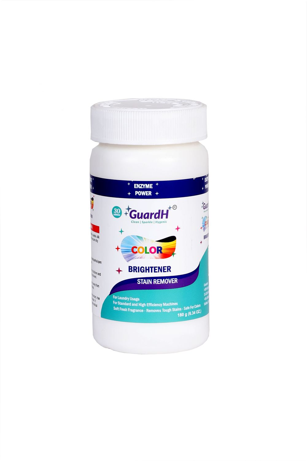 GuardH Color Brightener & Stain Remover Tablets – Enzyme-Powered Fabric Cleaner (30 Tablets, 180g)  1 box ( 72 bottles)
