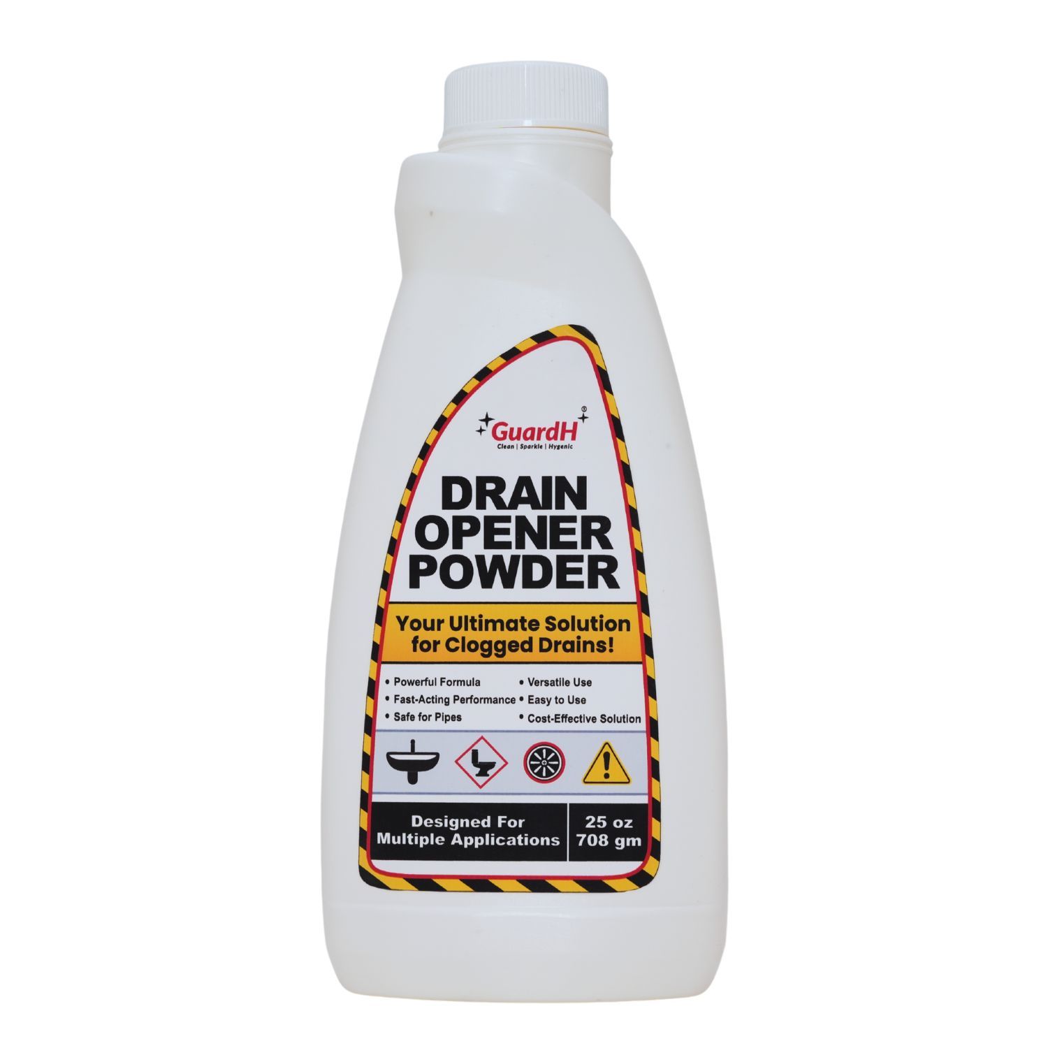 GuardH Drain Opener Powder – Industrial Strength, Fast-Acting Clog Remover (25 oz) 1 Box (24 Bottles)