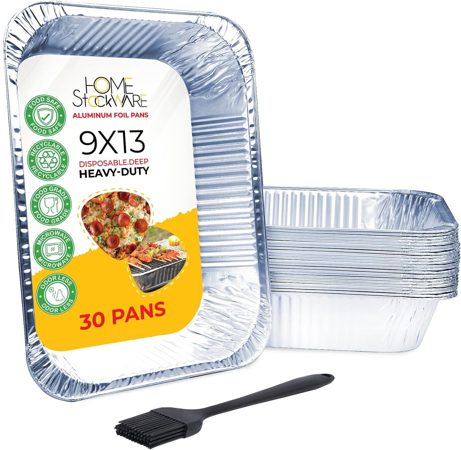 Stock Your Home 9x13 Disposable Aluminum Foil Pans - 30 Pack
