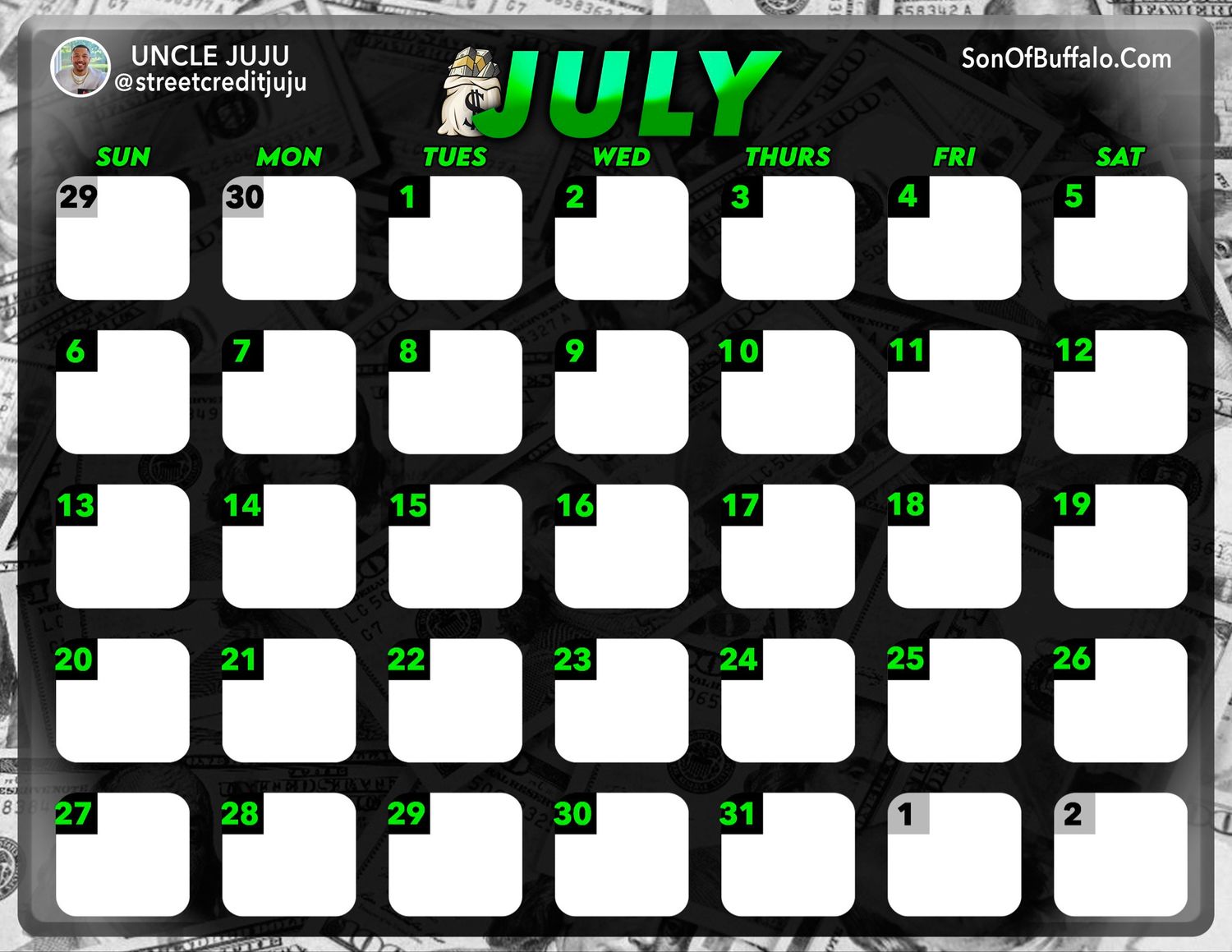 July Credit Calendar