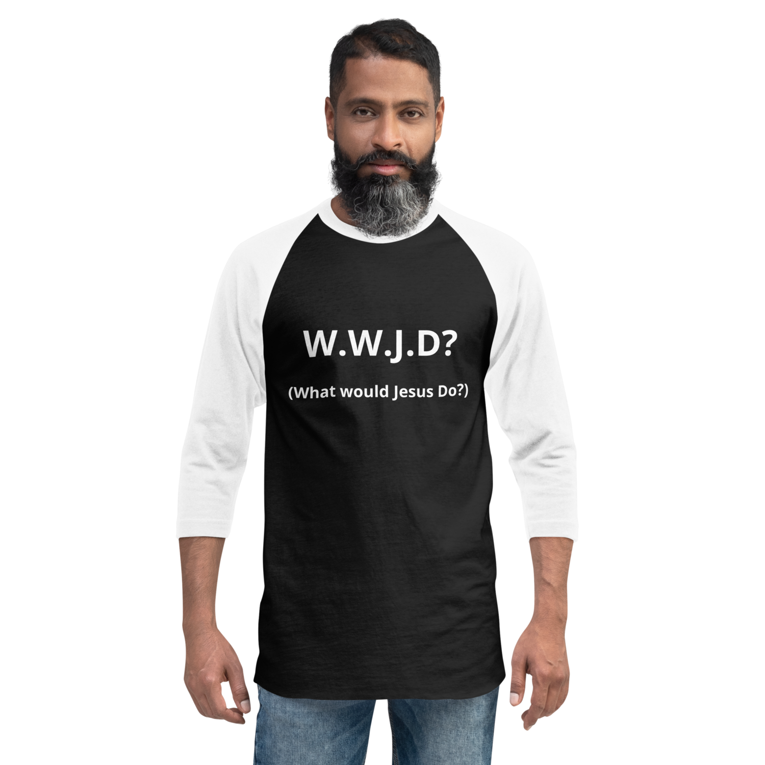 3/4 sleeve raglan shirt WWJD