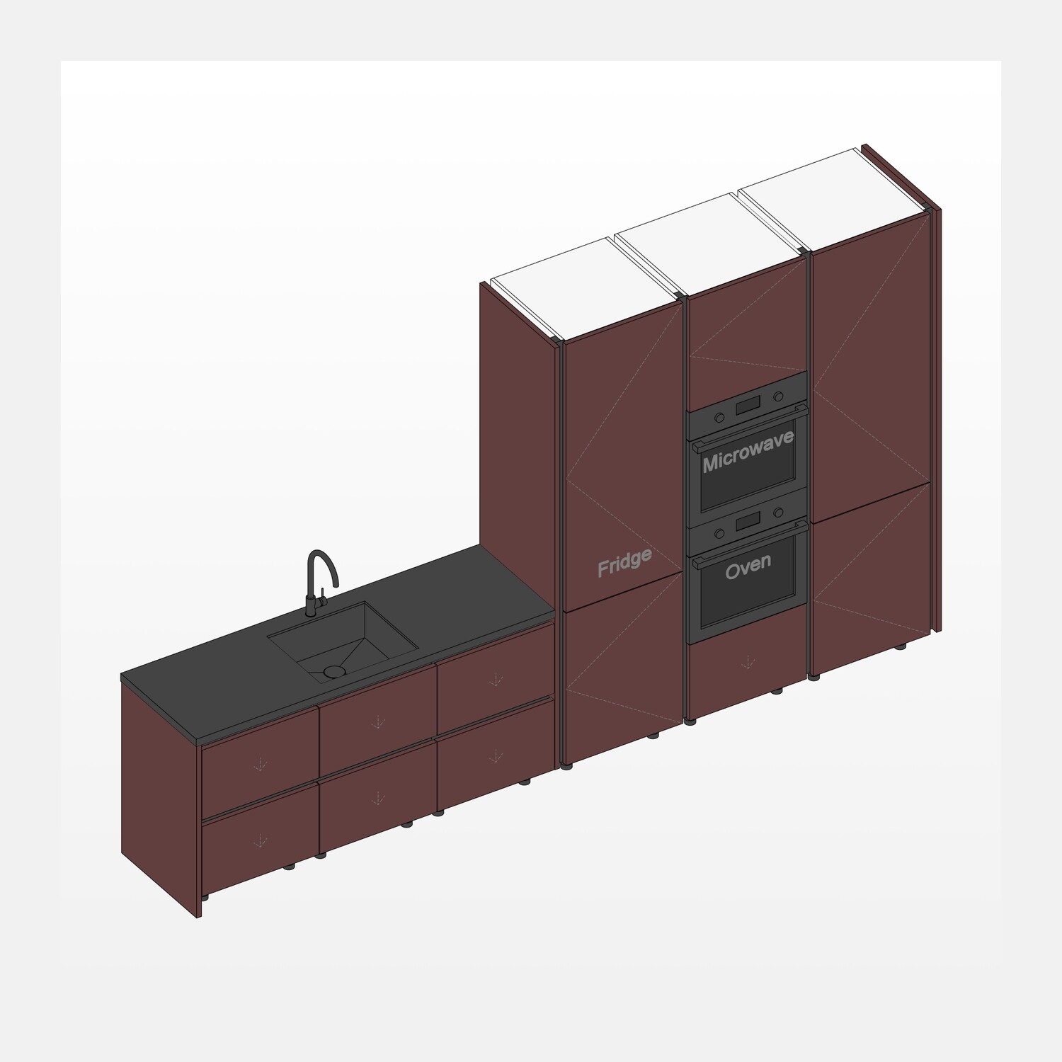 семейства кухонной мебели revit