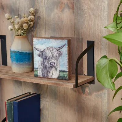 Wood Block Sign- Silver Highland