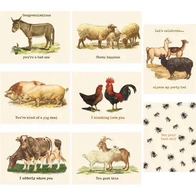 Greeting Cards - Punny Animals (Pack of 8)