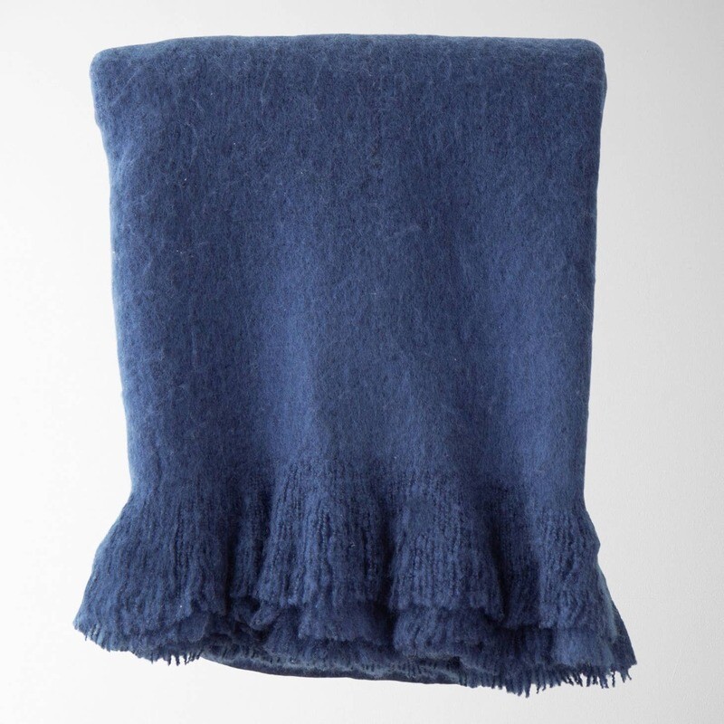Adley Faux Mohair Throw - Navy / 50&quot; X 60&quot;