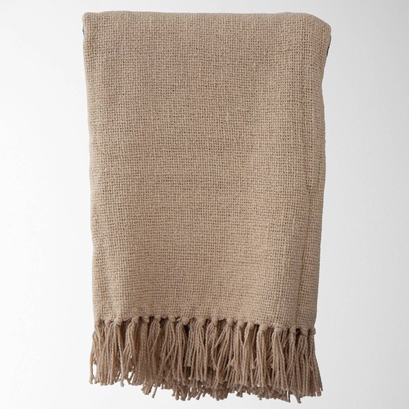 Darby Fringe throw - Tan / 50&quot; X 60&quot;