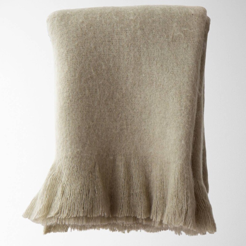 Adley Faux Mohair Throw - Sage / 50&quot; X 60&quot;