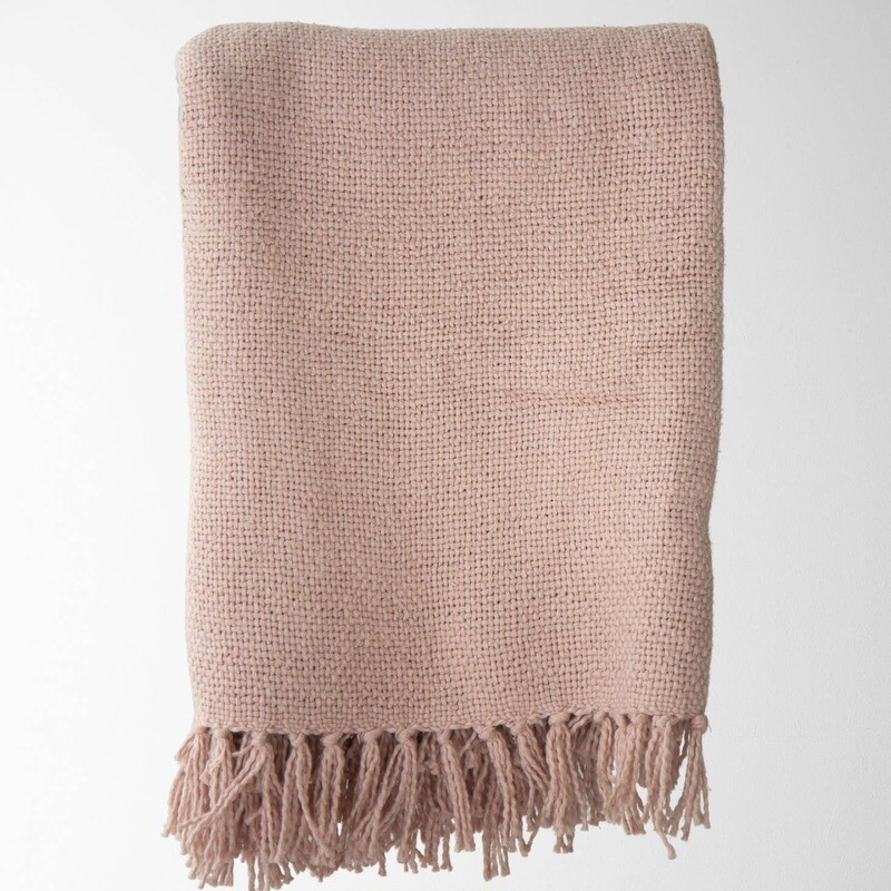 Darby Fringe throw - Rose / 50&quot; X 60&quot;
