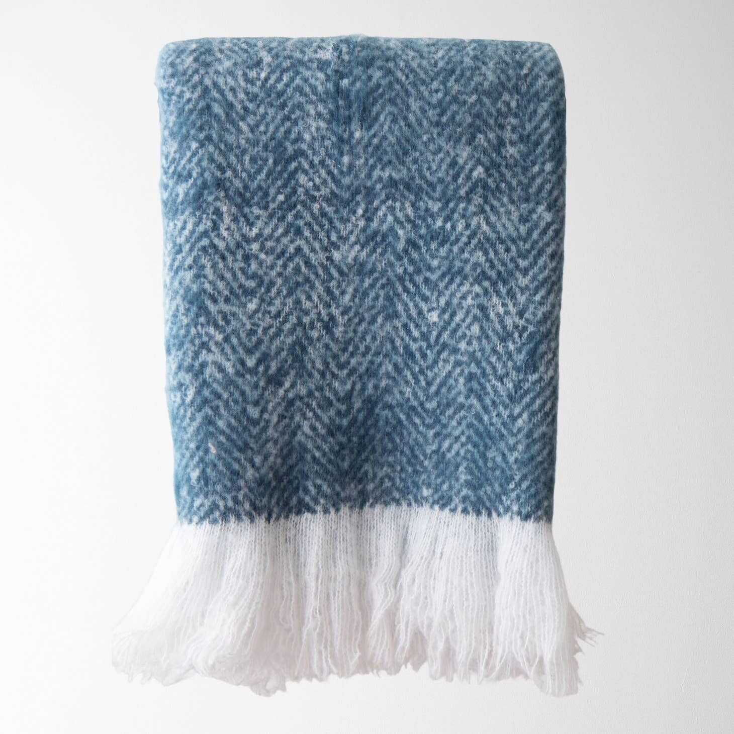 Ella Brushed Herringbone Throw - Blue / 50&quot; X 60&quot;