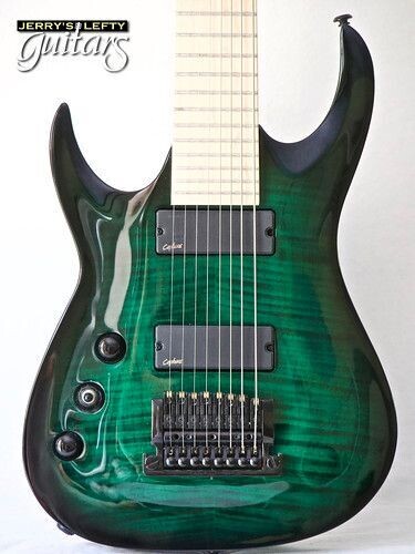 Agile Interceptor Pro EMG Tribal Green 8 String electric used lefty guitar.