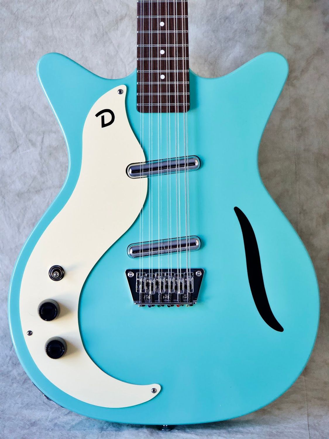 Danelectro Vintage 12 String Dark Aqua #583 left handed electric guitar