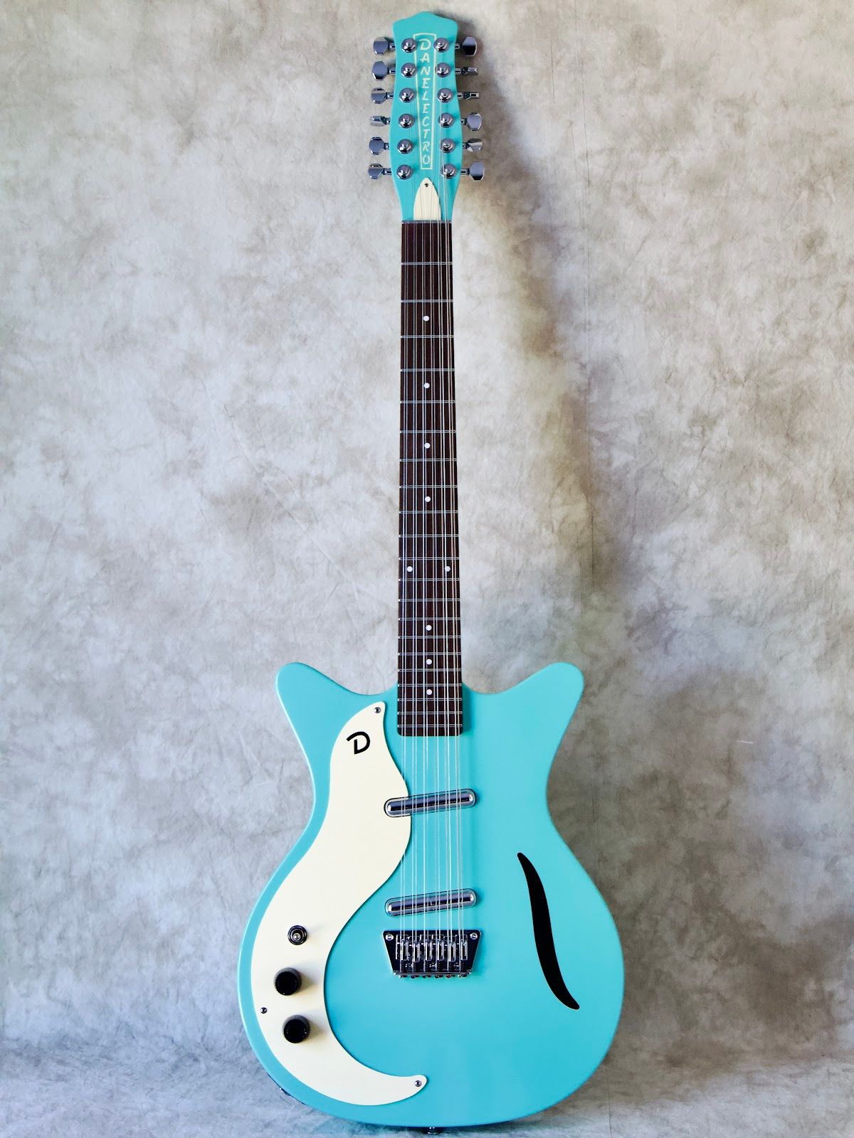 Danelectro Vintage 12 String Dark Aqua #583 left handed electric guitar