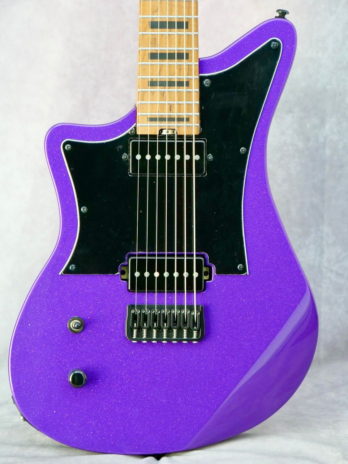 Cerberus Apollo Purple Metallic 7 String #165 left handed electric baritone guitar Cerberus Apollo Purple Metallic 7 String #165 left handed electric baritone guitar