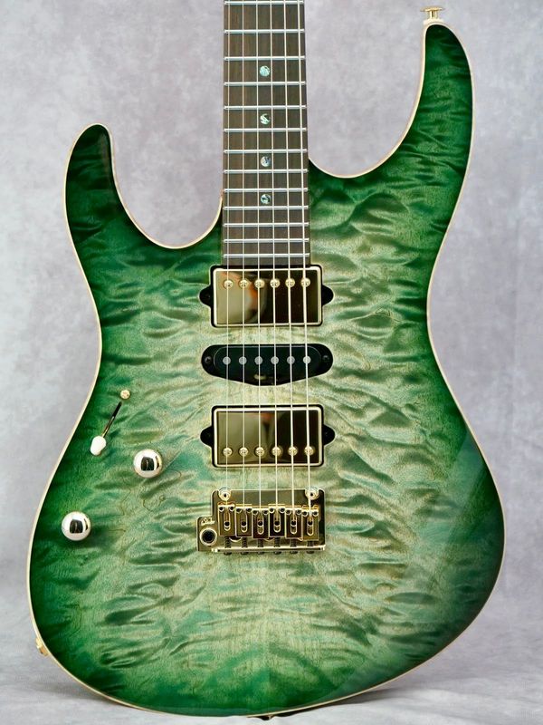 Suhr Custom Shop Modern Quilt Faded Trans Green Burst #237 left handed electric guitar