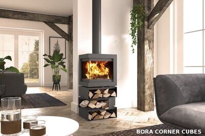 Poêle à bois FONTE FLAMME : modèle Bora Corner