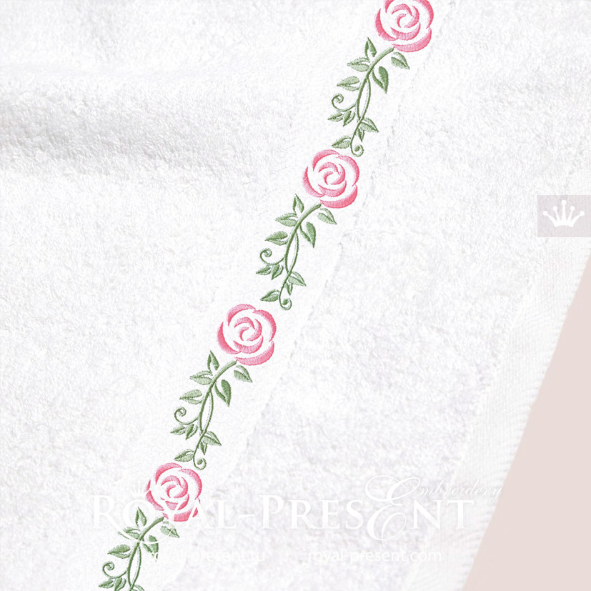 Дизайн машинной вышивки бордюр с розой