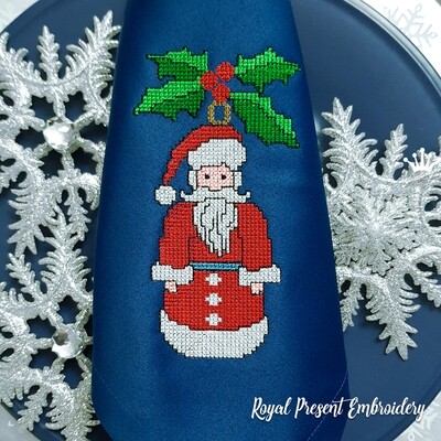 Дед Мороз Елочная Игрушка Дизайн машинной вышивки крестом