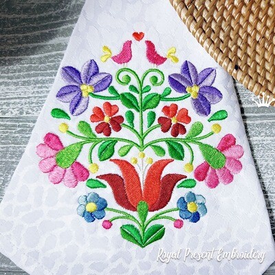 Венгерский цветочный узор Калоча Дизайн машинной вышивки - 2 размера