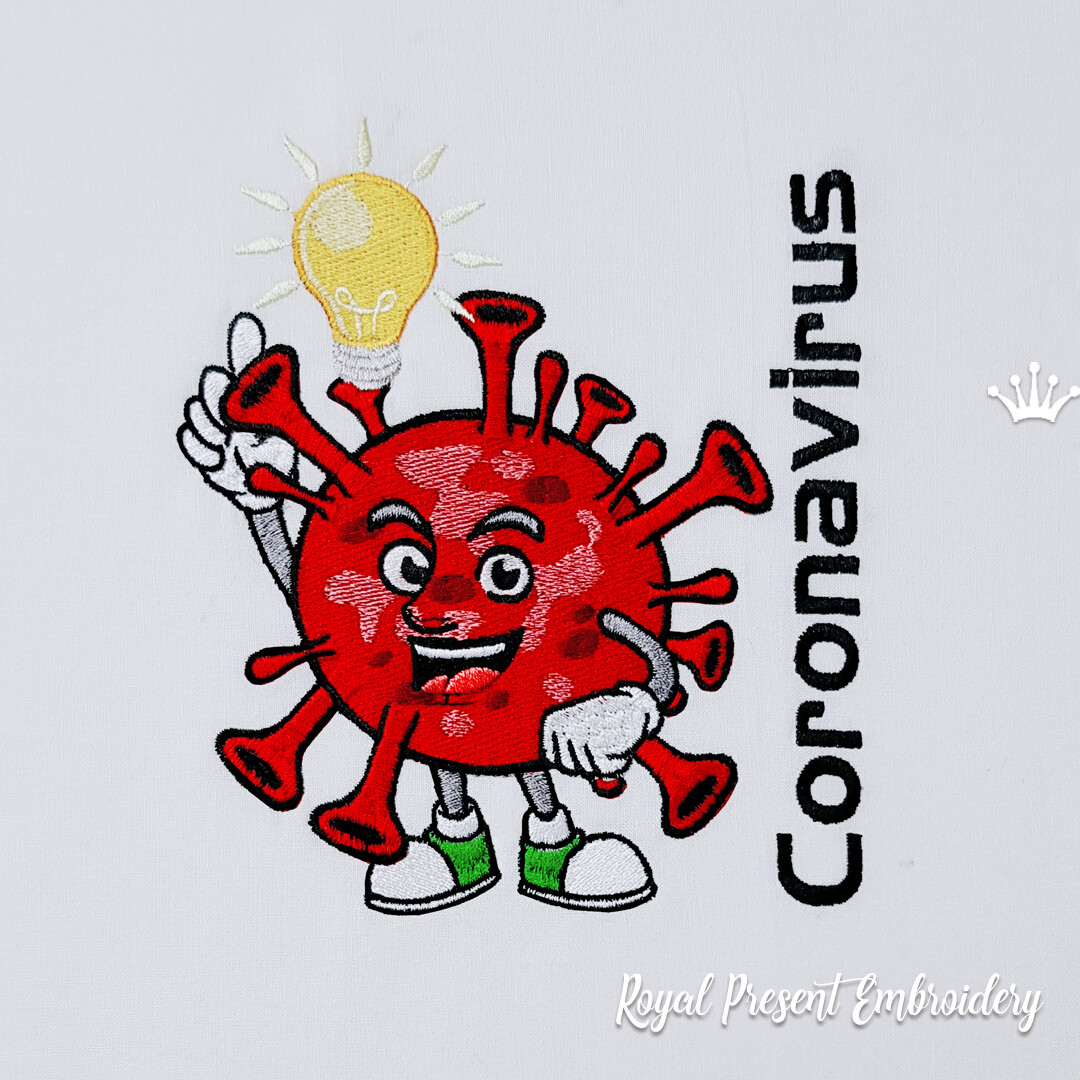 Коронавирус COVID-19 Бесплатный Дизайн машинной вышивки - 4 размера