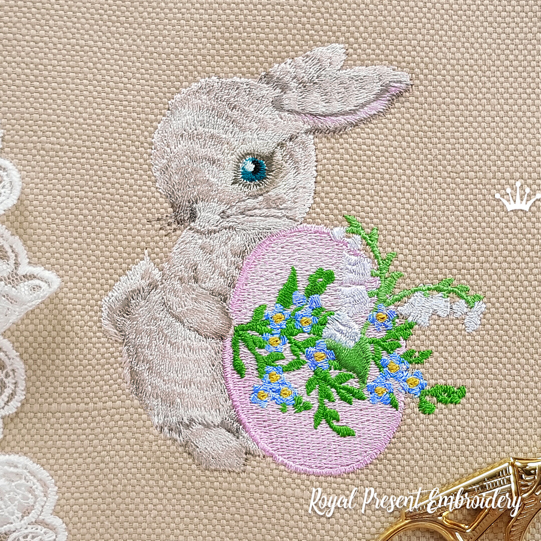 Дизайн вышивки Пасхальный Кролик с яйцом