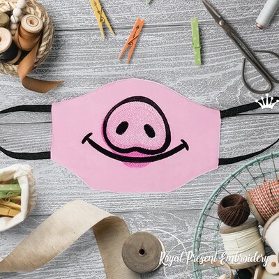 Модная маска для лица Свинка Бесплатный Дизайн машинной вышивки