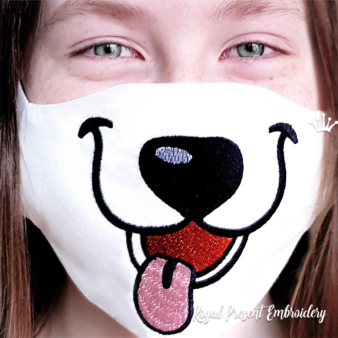 Детская защитная маска для лица Щенок Бесплатный Дизайн машинной вышивки