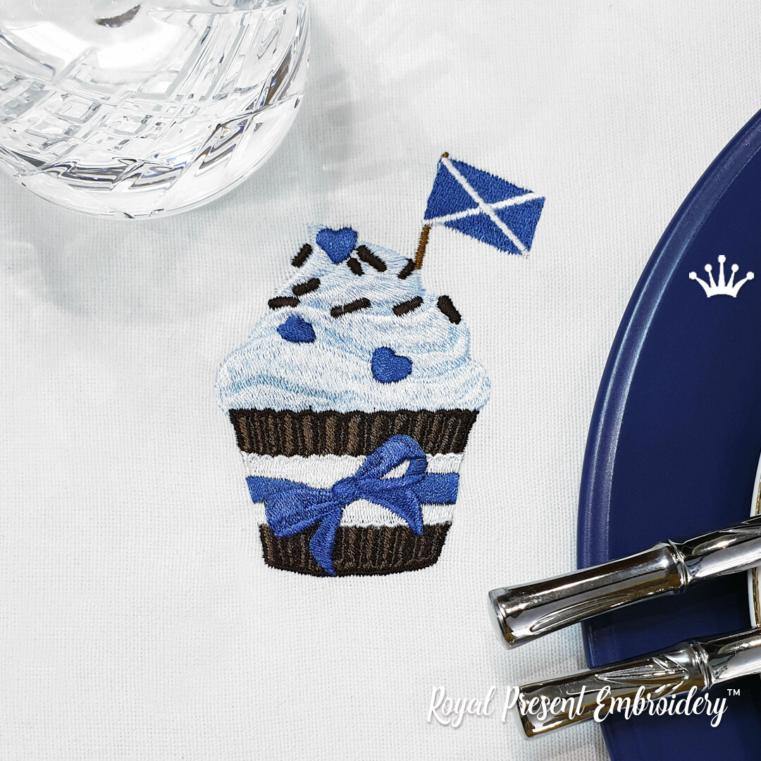 Кекс с флагом Шотландии дизайн машинной вышивки