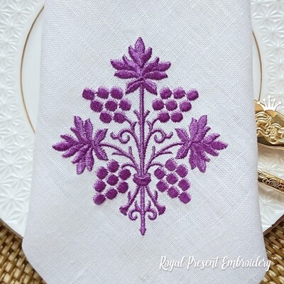 Дизайн машинной вышивки Пурпурный Виноград