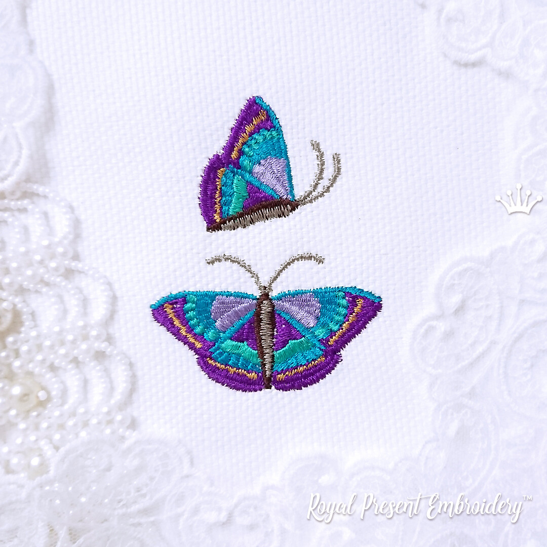 Дизайны машинной вышивки Пурпурные бабочки
