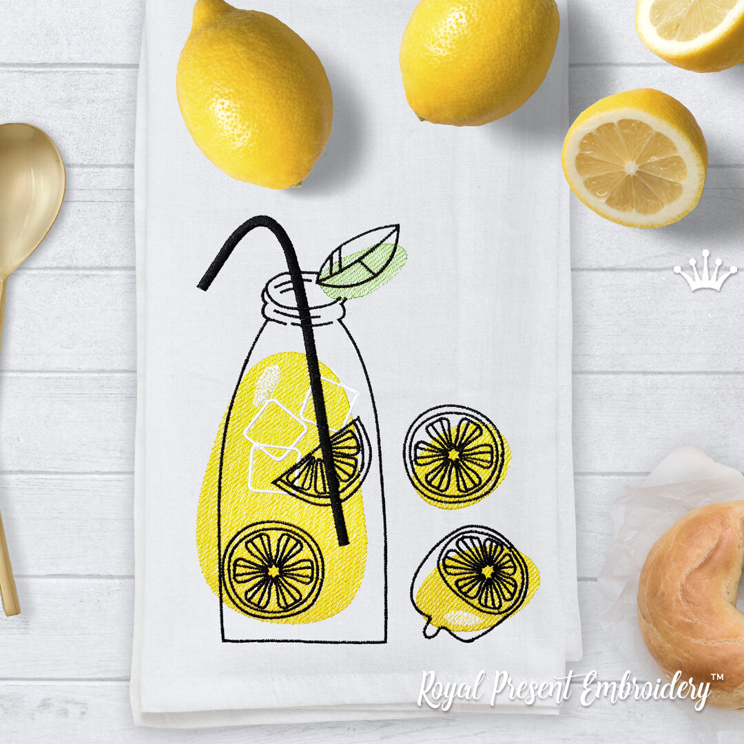 Лимонад бутылка Набор Дизайнов машинной вышивки - 2 размера