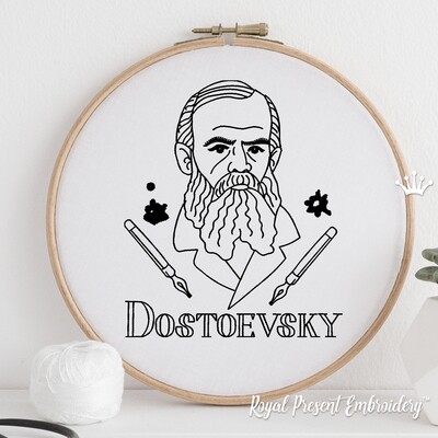 Фёдор Достоевский писатель Дизайн машинной вышивки - 3 размера