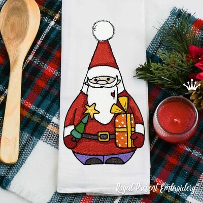 Дед Мороз с подарком Дизайн Машинной Вышивки - 4 размера